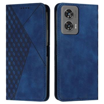 Motorola Edge 50 Fusion/G96 Rhombus Pattern Wallet Case with Magnetic Closure - Blue
