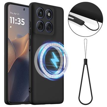 Tekuté silikonové pouzdro pro Motorola Edge 60 Pro – kompatibilní s MagSafe – Černé