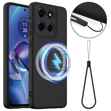 Tekuté silikonové pouzdro pro Motorola Edge 60 Stylus – kompatibilní s MagSafe – Černé