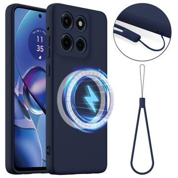 Tekuté silikonové pouzdro pro Motorola Edge 60 Stylus – kompatibilní s MagSafe – Tmavě modrá
