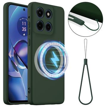 Tekuté silikonové pouzdro pro Motorola Edge 60 Stylus – kompatibilní s MagSafe – Tmavozelený