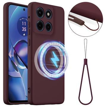 Tekuté silikonové pouzdro pro Motorola Edge 60 Stylus – kompatibilní s MagSafe – Víno červené