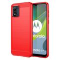 Motorola Moto E13 Pouzdro z Kartáčovaného TPU - Uhlíkové Vlákno - Červené