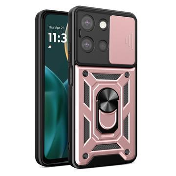 Motorola Moto G (2025) Rotary Ring Hybrid Case with Camera Shield - Rose Gold