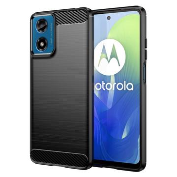 Motorola Moto G04/G24 Pouzdro z Kartáčovaného TPU - Uhlíkové Vlákno