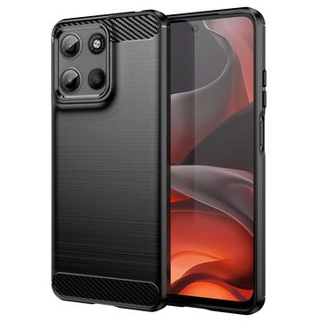 Motorola Moto G15 Pouzdro z Kartáčovaného TPU - Uhlíkové Vlákno - Černé