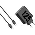 Motorola TurboPower 125W Dual USB-C Wall Charger with USB-C Cable - Black