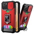 Multifunkční 4-in-1 iPhone 12/12 Pro Hybrid Case-červená