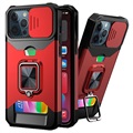Multifunkční 4-in-1 iPhone 13 Pro Max Hybrid pouzdro-červená