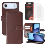 iPhone 17 Air MyTPhone CardMate Leather Wallet Case - Dark Brown