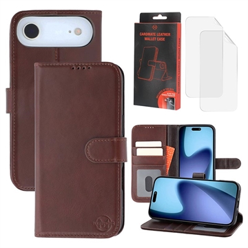 iPhone 17 Air MyTPhone CardMate Leather Wallet Case - Dark Brown