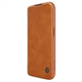 Nillkin Qin Pro iPhone 15 Pro Flip Case - Hnědý