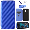Nokia C1 plus Flip Pouzdro - Uhlíkové Vlákno (Otevřená krabice - Vynikající) - Modrá