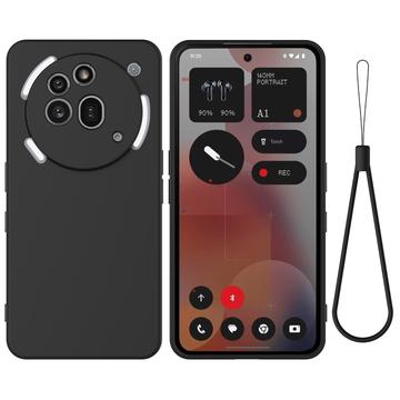 Nothing Phone (3a) Pro Liquid Silicone Case with Hand Strap - Black