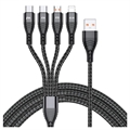 Nylonový pletený univerzální USB kabel 4 v 1 – 66W, 2m – Černý