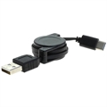 OTB USB-A 2.0 / USB-C Rolovací Datový Kabel - 70cm - Černý
