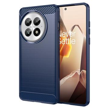 OnePlus 13 Pouzdro z Kartáčovaného TPU - Uhlíkové Vlákno - Modrý