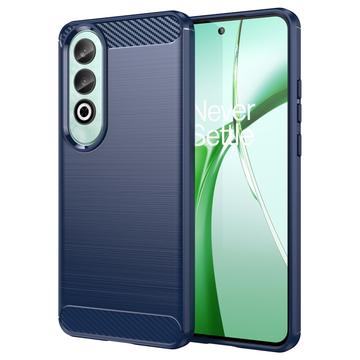 OnePlus Nord CE4 Pouzdro z Kartáčovaného TPU - Uhlíkové Vlákno - Modrý
