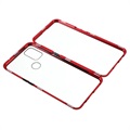 OnePlus Nord N10 5G Magnetická pouzdra s temperovaným sklem - červená