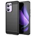 Oppo Reno13 F Pouzdro z Kartáčovaného TPU - Uhlíkové Vlákno - Černé