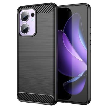 Oppo Reno13 F Pouzdro z Kartáčovaného TPU - Uhlíkové Vlákno - Černé