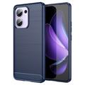 Oppo Reno13 F Pouzdro z Kartáčovaného TPU - Uhlíkové Vlákno - Modrý