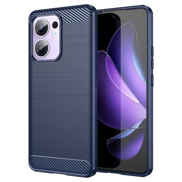 Oppo Reno13 F Pouzdro z Kartáčovaného TPU - Uhlíkové Vlákno - Modrý