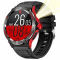 Outdoor-Style Waterproof Smartwatch KT76 w. Compass, Flashlight - 1.53" - Red / Black