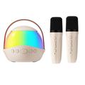 P9 Portable Kids Karaoke Bluetooth Speaker with RGB & 2 Wireless Microphones - Beige
