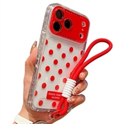 iPhone 17 Pro PC / TPU Cover with Lens Film & Strap - Polka Dot - Red