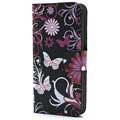 IPhone 5 / 5s / SE peněženka - motýli / květiny