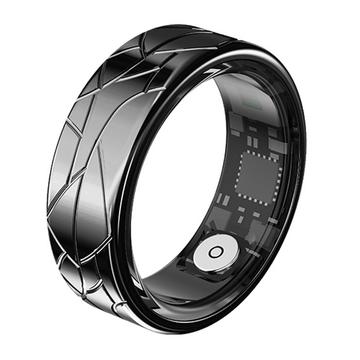 PX02 Crack Design Multi-Function Smart Ring with Photo Control - Size: 20.7mm - Black