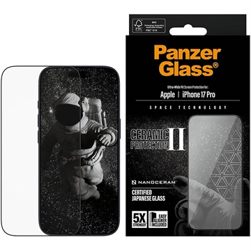 iPhone 17 Pro PanzerGlass Ceramic II Protection Ultra-Wide Fit EasyAligner Screen Protector - 9H - Black Edge