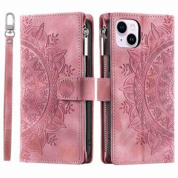 Peněženka Mandala Zipper iPhone 14 Plus - Růžové Zlato