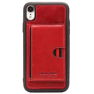 Pierre Cardin Kožený potažený iPhone XR TPU pouzdro s stonkem - červená