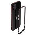 Polární světla styl iPhone 12 Mini Metal Bumper - černá / červená