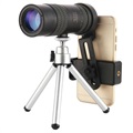 Přenosný objektiv fotoaparátu zoomu s stativem - černá