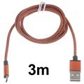 Premium USB 2.0 / microUSB kabel - 3M - oranžový