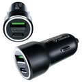 Prio Fast Charge Car Charger - USB -C, USB -A - BLACK