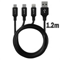 Prio High-Speed 3-in-1 Charging Cable - 1.2m (Open Box - Bulk Satisfactory) - Black