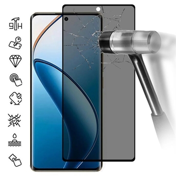 Realme 12 Pro/12 Pro+ Full Cover Ochranné Tvrzené Sklo Privacy - Černý Okraj