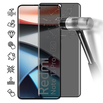 Xiaomi Redmi Note 13 Pro+ Full Cover Ochranné Tvrzené Sklo Privacy - Černý Okraj