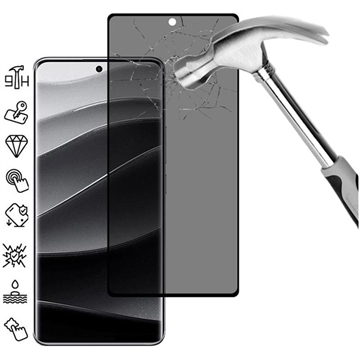 Xiaomi Redmi Note 14 Pro+ 5G/13 Pro+ Full Cover Ochranné Tvrzené Sklo Privacy - Černý Okraj