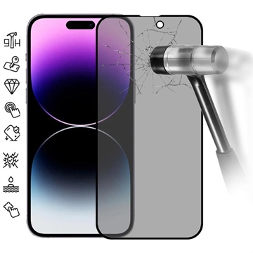iPhone 16 Pro Full Cover Ochranné Tvrzené Sklo Privacy - Černý Okraj