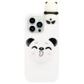 Řada 3D Figurek iPhone 14 Pro TPU Pouzdro - Panda
