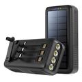 Psooo PS-618 30000mAh Solar Power Bank with Hand-Crank - Black