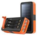 Psooo PS-618 30000mAh Solar Power Bank with Hand-Crank - Orange / Black