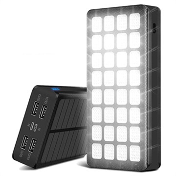 Solární banka Psooo PS -900 s LED světlem - 30000 mAh - černá