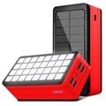 Solární banka Psooo PS -900 s LED světlem - 50000 mAh - červená