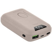 Puro Compact Power Bank 10000mAh s displejem - USB-A, USB-C, 15W - růžová